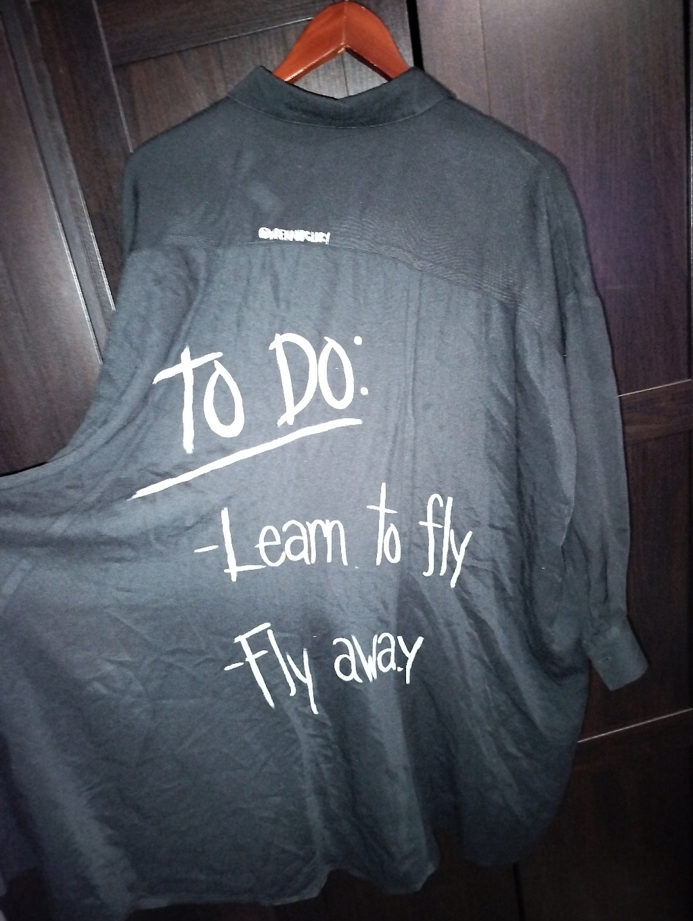 Wren & Glory One Of A Kind Hand painted Designer Black Oversized Shirt Dress OS